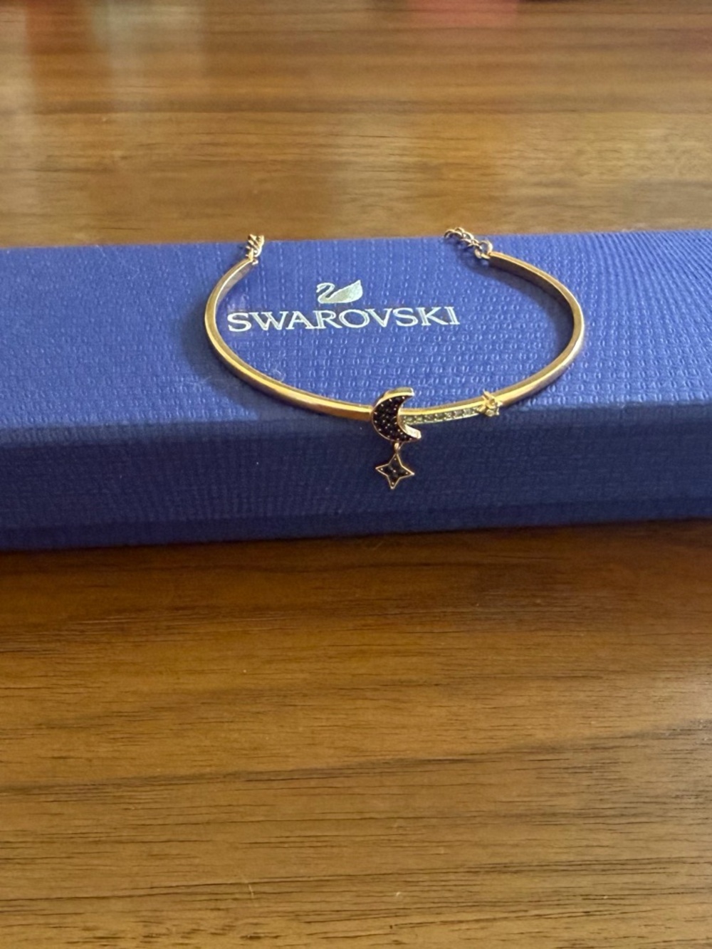Swarovski Gold Moon & Star Crystal Chain Bangle